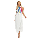 Women's Wrap Hem Belted Halter Dress