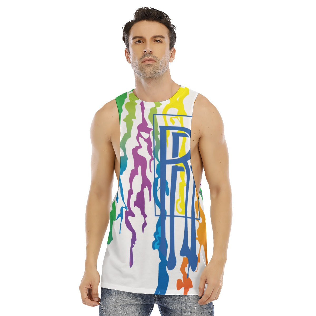 Men's O-neck Long Tank Top