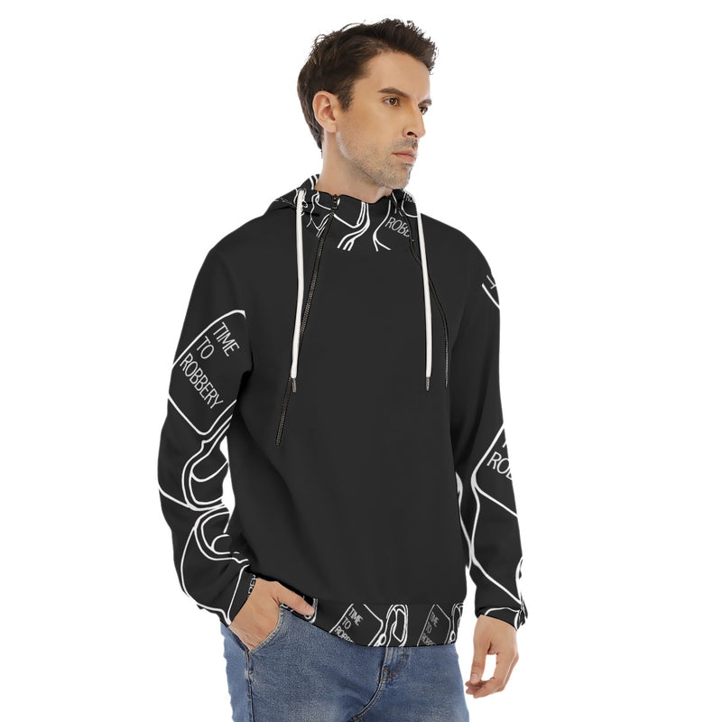 Men's Hoodie With Placket Double Zipper