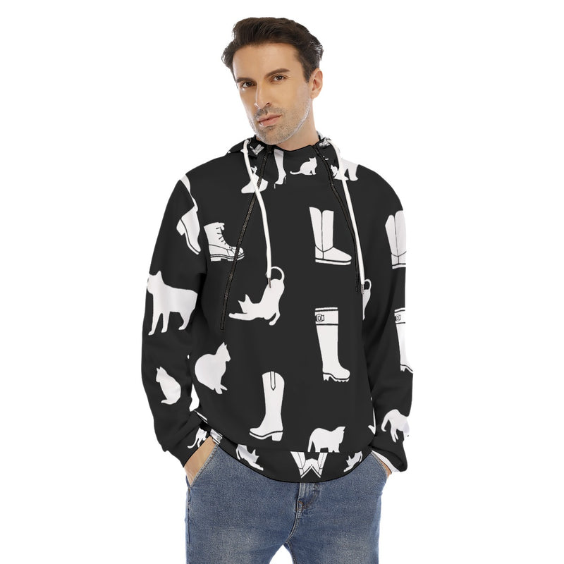 Men's Hoodie With Placket Double Zipper
