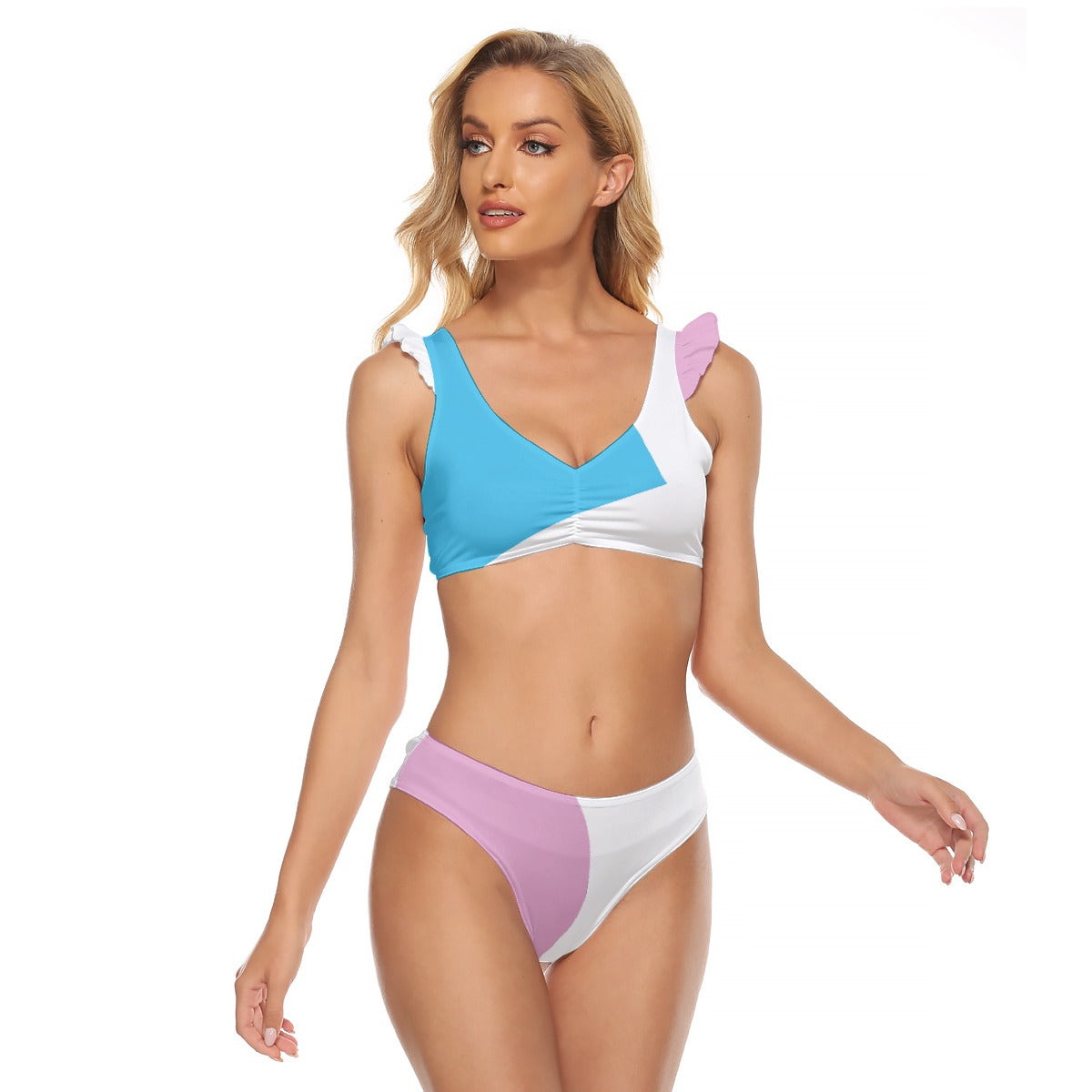 Women's Bikini Swimsuit With Ruffle Cuff Bra